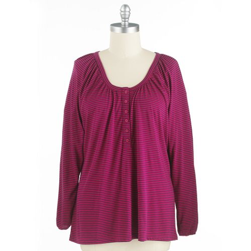 Covington Sport Women's Plus Fancy Button Scoop Henley