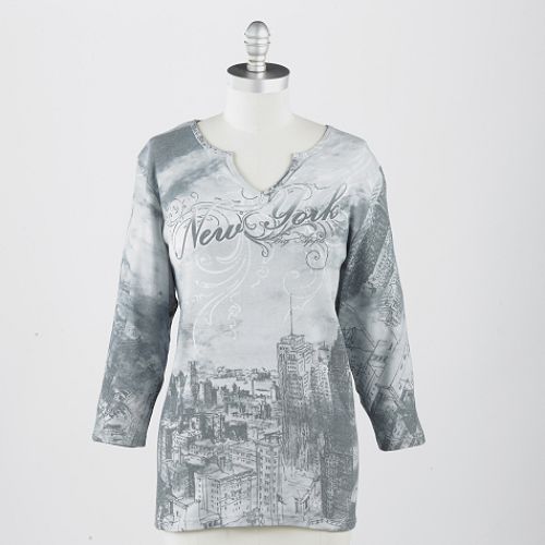 SuZee T Women's Plus 3/4 Sleeve Splitneck Sublimation Screen Tees