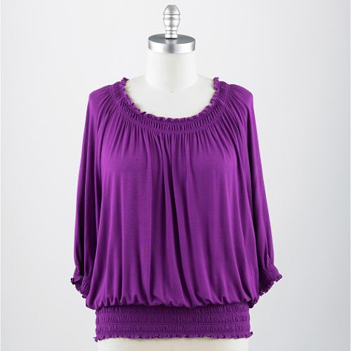 Uniform JPR Women's Plus 3/4 Sleeve Smocked Scoop Knit