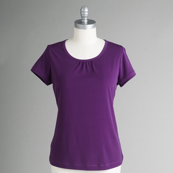 Covington Women's Short Sleeve Rouched Front Tee - Petite
