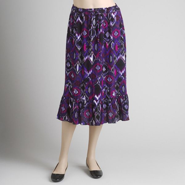 Sag Harbor Women's Print Skirt with Drawstring Waist - Petite