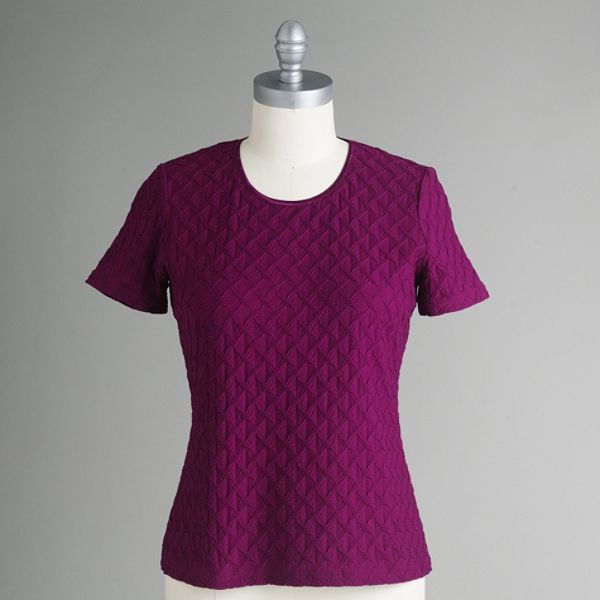 Sag Harbor Women's Short Sleeve Texture Tee - Petite