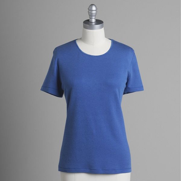 Laura Scott Women's Satin Trimmed Crewneck Tee - Petite