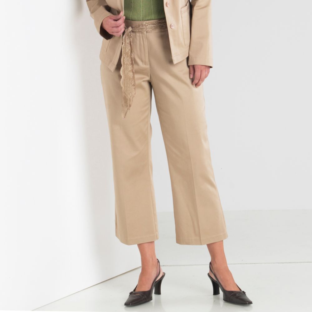 First Issue Women's Plus Pant with Lace Sash