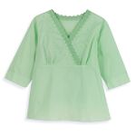 Classic Elements Women's 16W to 26W 3/4 Sleeve Solid Embroidered Tunic with Lace and Beads