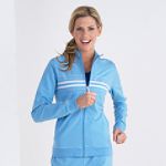 Classic Elements Women's 16W to 26W French Terry Mock Neck Jacket with Cheststripe