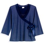 Covington Women's 16W to 26W 3/4 Sleeve Surplice Top with Lace Trim