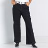 Juniors Plus Wide Leg Denim Jean with Embroidered Pocket