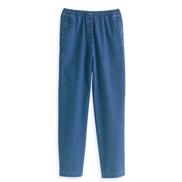 Classic Elements Petite Pull On Denim Pant with Button