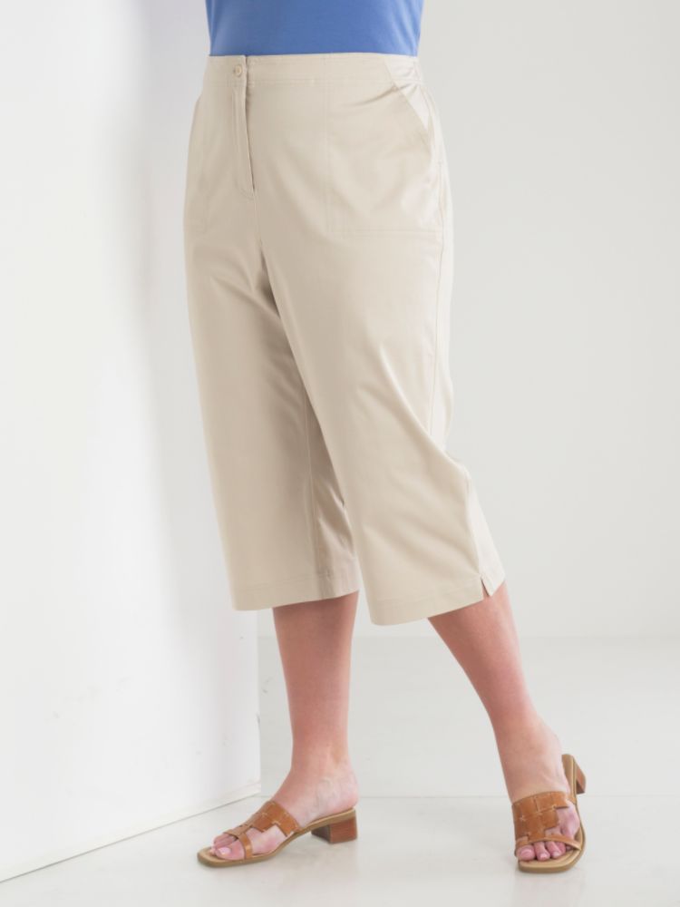 Classic Elements Women's Plus Solid Sateen Crop