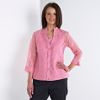 Petite 3/4 Sleeve Burnout Linen