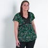 Junior's Plus Charmuese Top Green Circle Print