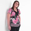 Junior's Plus Charmuese Top Fuschia Combo