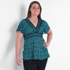 Junior's Plus Charmuese Top Black/Teal Combo