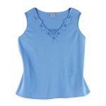 Classic Elements Women's Plus Embroidered Layered Cut Out Tank