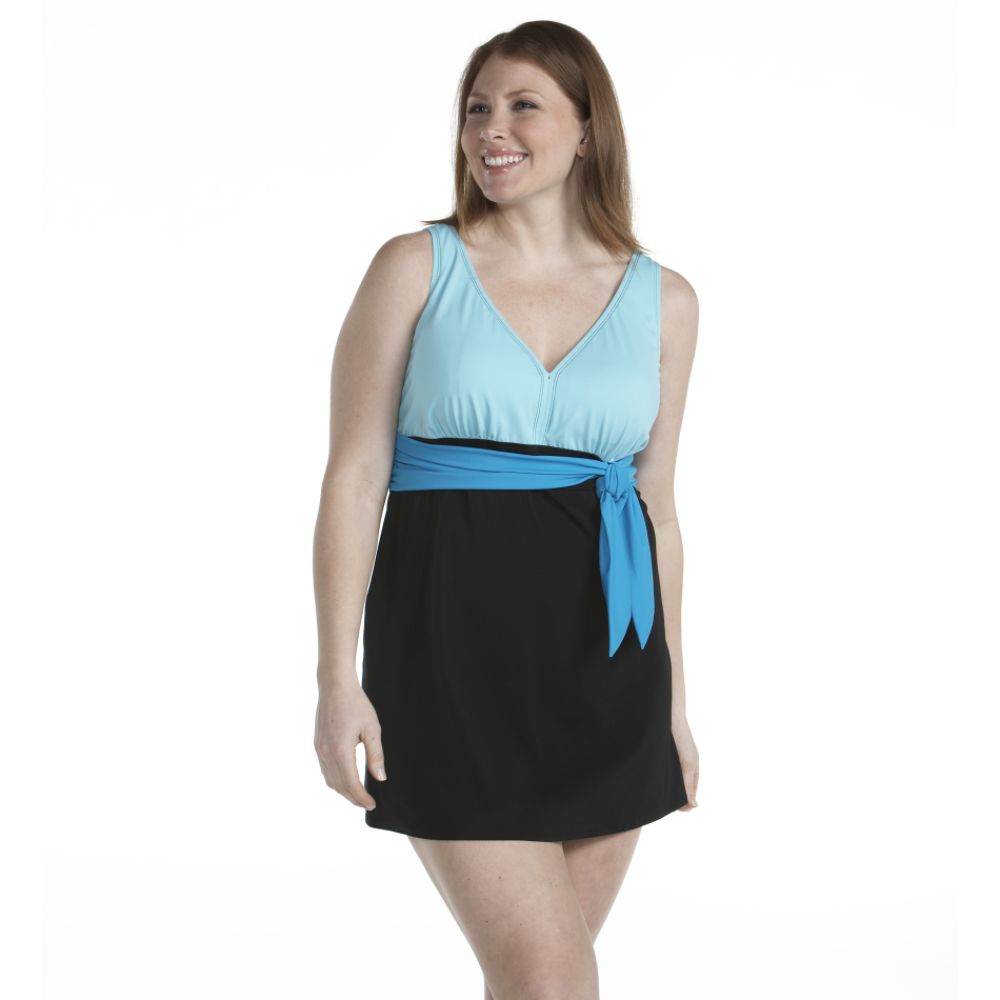 Fortune Women's Plus Tie Front Swimdress