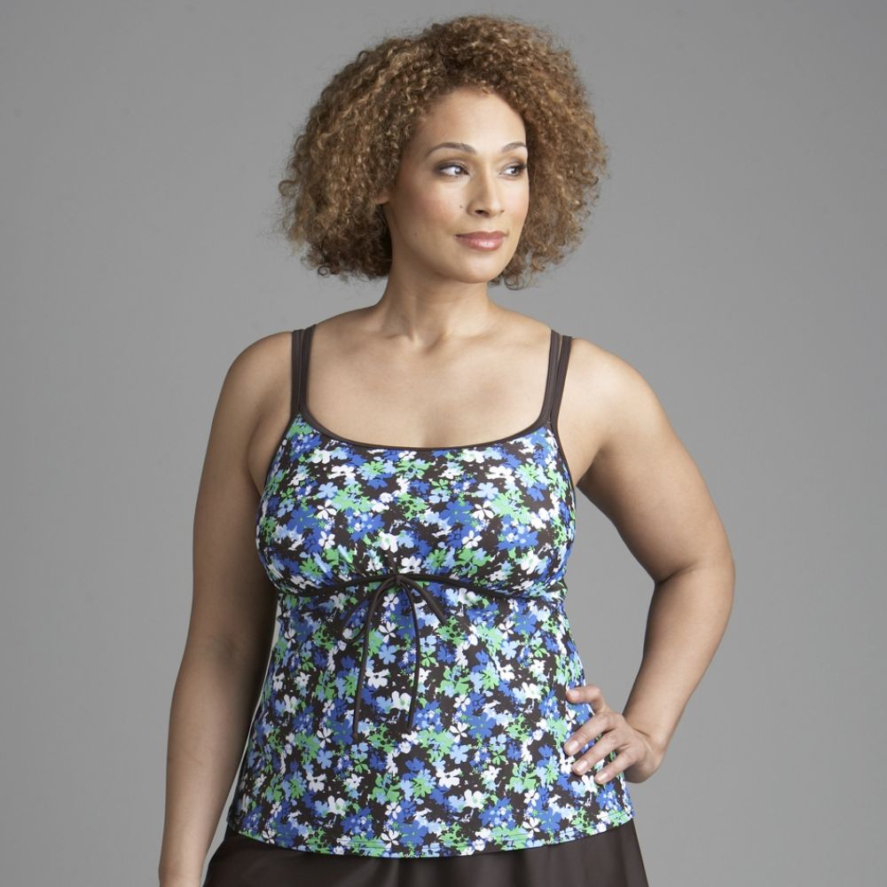 Suit Yourself Women's Plus Double Strap Drawstring Tankini