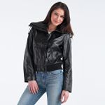 Covington Faux Snakeskin Distressed Bomber Jacket