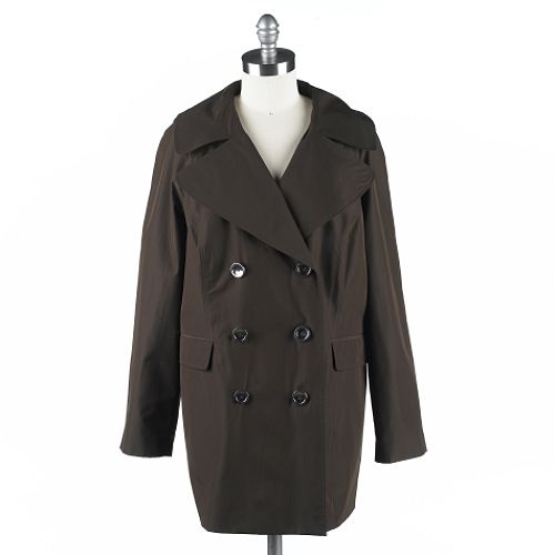 Covington Women's Plus Pea Coat with Double Entry Pockets and Back Belt