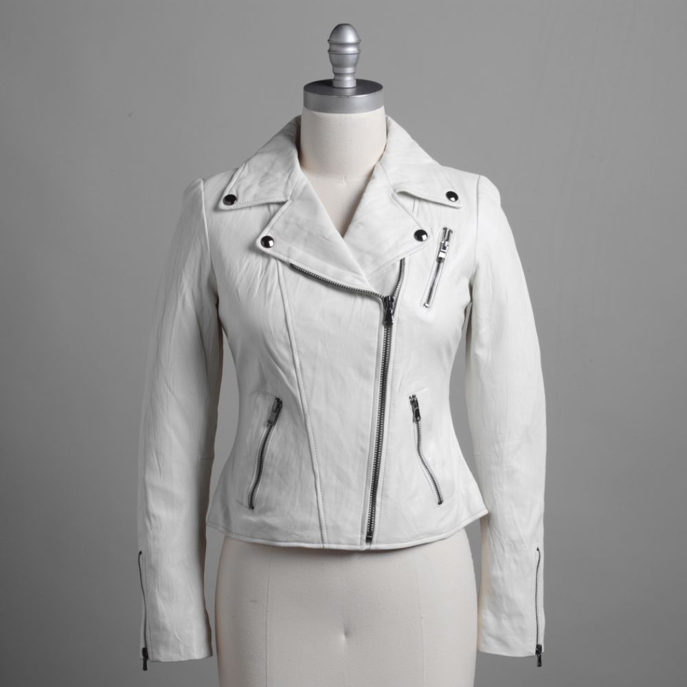 Wilson Women's Leather Asymmetrical Crinkle Coat