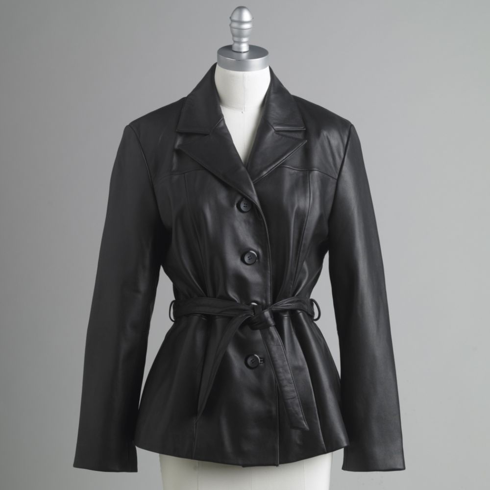 Wilson Women's Leather Button Front Belted Jacket