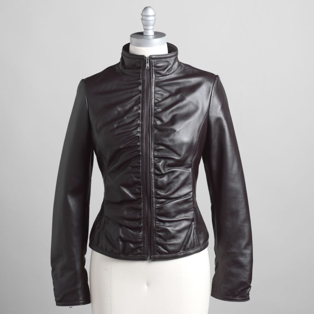 Wilson Women's Shirred Leather Scuba Jacket