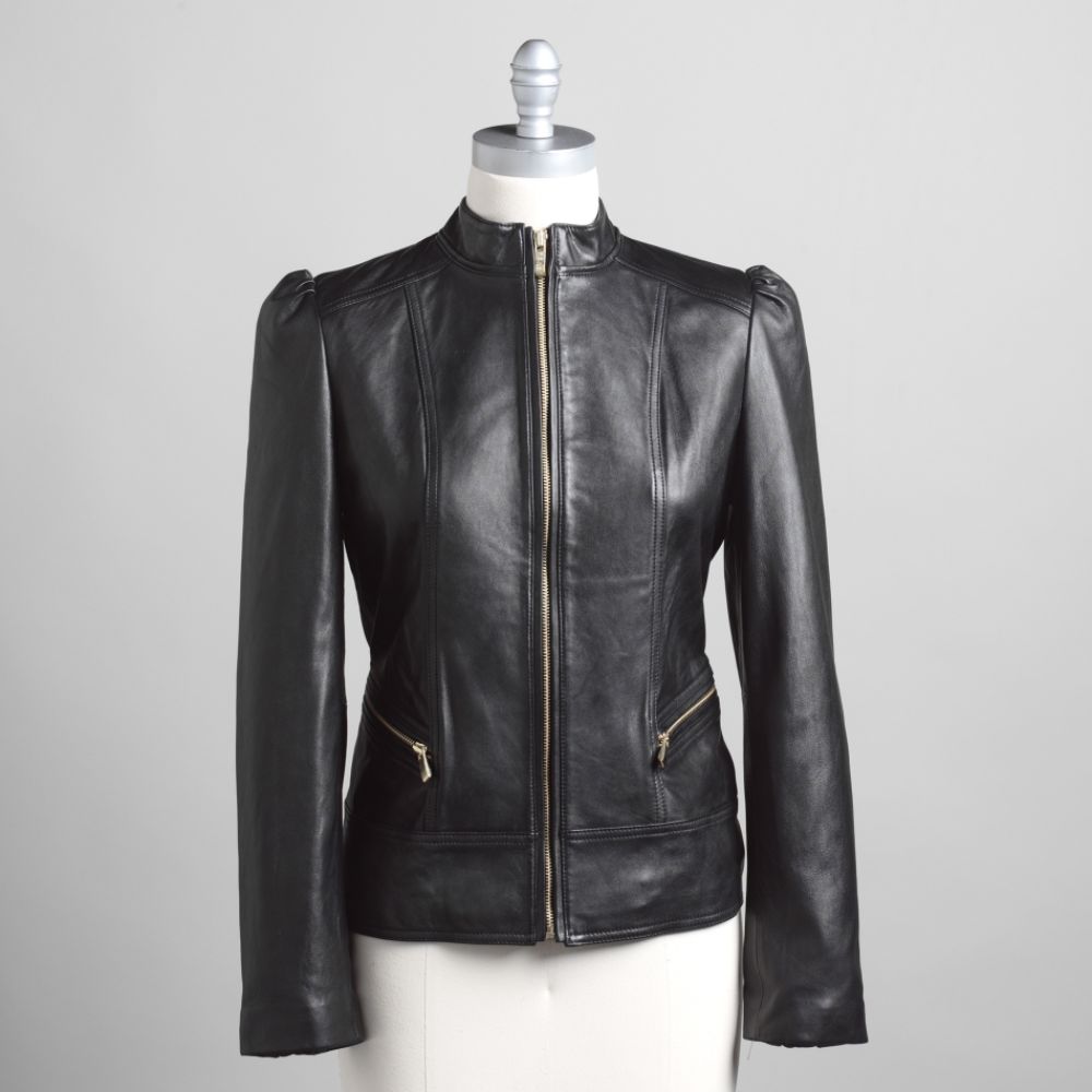 Wilson Women's Ruched Shoulder Leather Coat