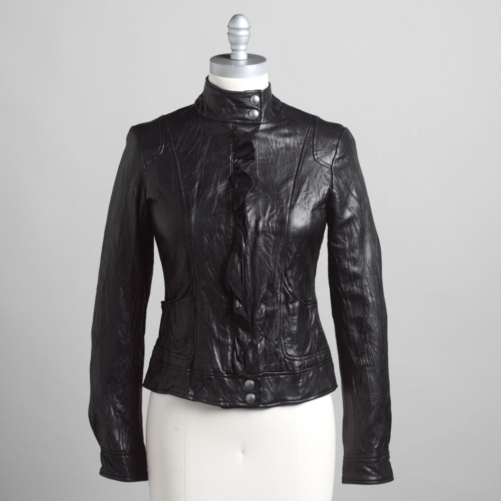 Wilson Women's Ruffle Front Leather Coat
