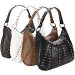 Excelled Leather Hobo Handbag with Studs