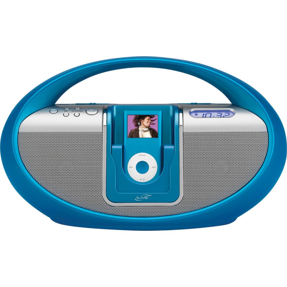 iLive Portable Boombox with iPod Compatibility - Blue