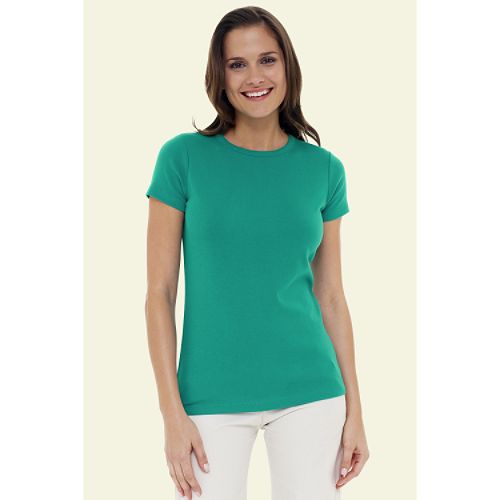 Lands' End Women's Petite Short Sleeve Solid Modern 1x1 Rib Crew T-shirt