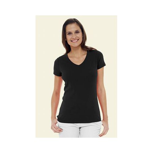 Lands' End Women's Petite Short Sleeve Solid Modern 1x1 Rib V-neck T-shirt