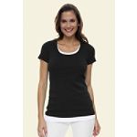 Lands' End Women's Regular Short Sleeve Solid 1x1 Rib Low Scoop Layering Tee