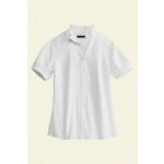 Lands' End Women's Regular Original Short Sleeve Silk Cotton Pintuck Shirt