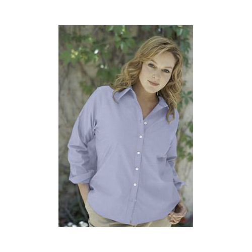 Lands' End Women's Plus Size Solid No Iron Pinpoint Cotton Shirt
