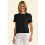 Lands' End Women's Petite Short Sleeve Fine Gauge Cotton Jewelneck Sweater