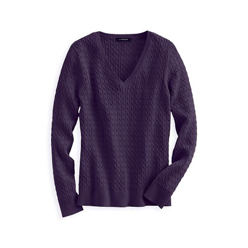 Lands' End Fine Gauge Cotton Baby Cable V-neck Sweater