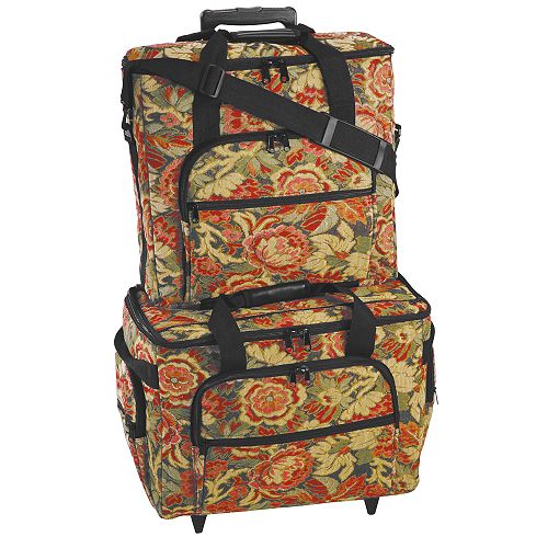 Hemline XL 2 Bag Trolley set in burgundy floral - 4010860103 Best Price
