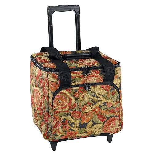 Hemline DeLuxe Serger trolley in burgundy floral - MR4681.H1 Best Price