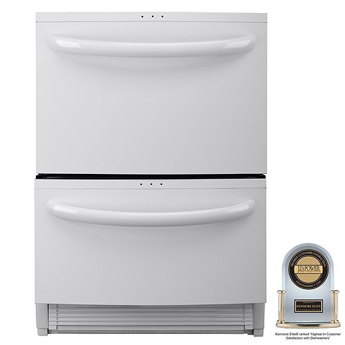 Kenmore Elite 24 in. Double Drawer Dishwasher w  Sliding & Variable Position Tines - 1334