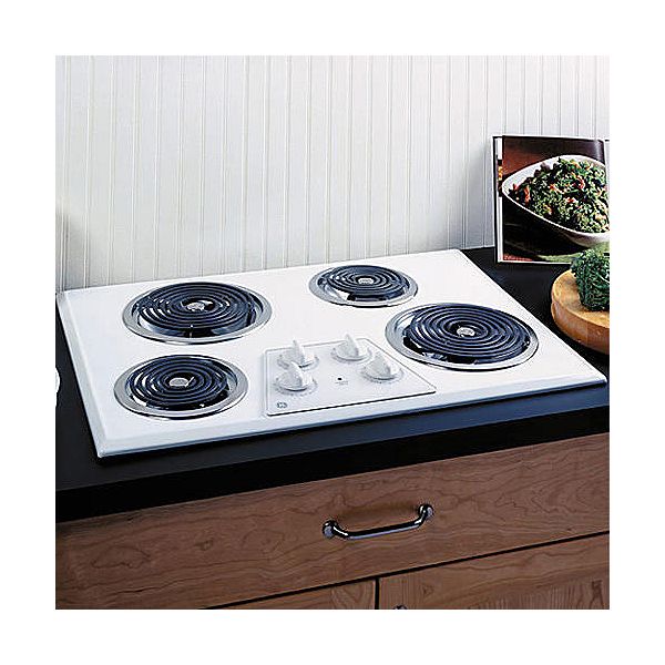 GE White-on-white 30" Built-In Electric Cooktop JP328