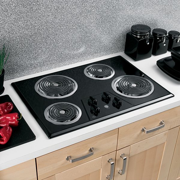 GE Black-on-Black 30" Built-In Electric Cooktop JP328