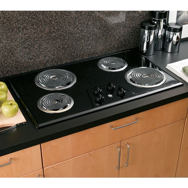 GE Black 36" Built-In Electric Cooktop with Calrod Heating Elements