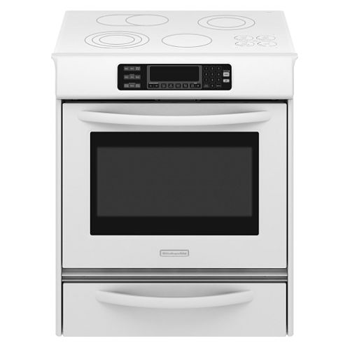 KitchenAid 30 in. Slide-In Electric Range with Warming Drawer - KESS908SP