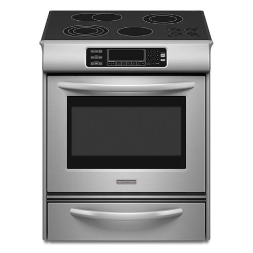 KitchenAid 30 in. Slide-In Electric Range with Warming Drawer - KESS908SP