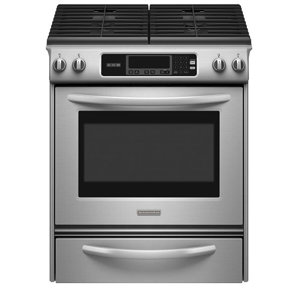 KitchenAid Stainless Steel 30" Self-Clean Slide-In Gas Range KGSK901S