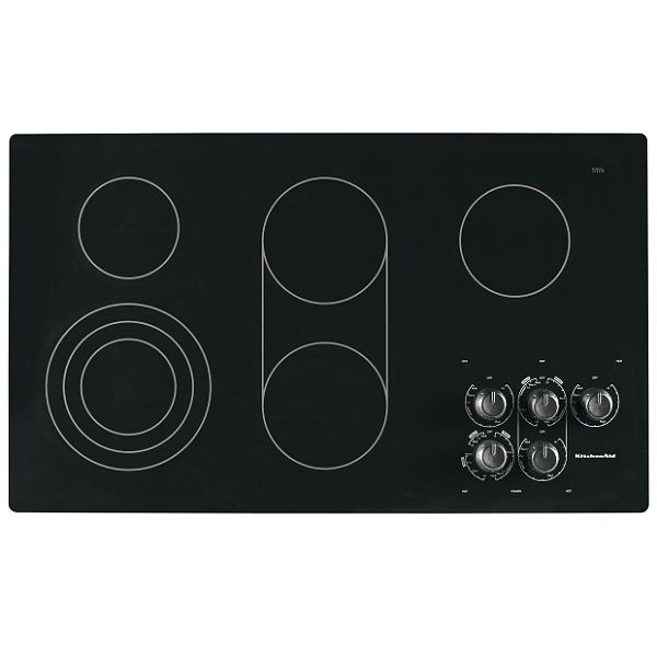 KitchenAid Black-on-Black 36" Electric Ceran Glass Cooktop KECC567R