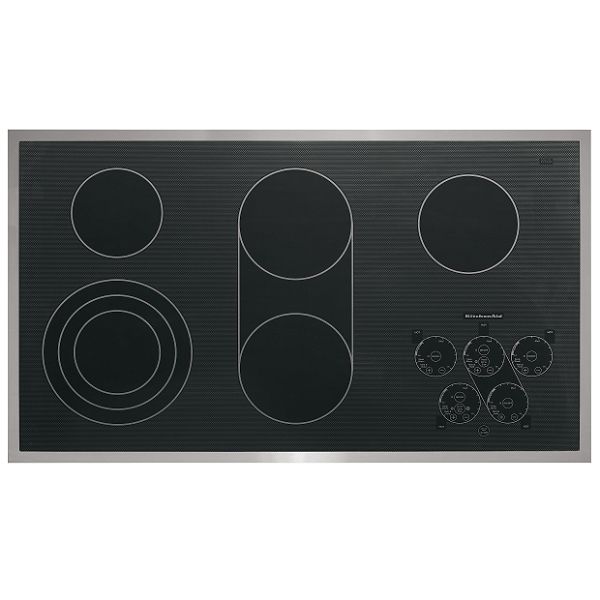 KitchenAid Stainless Steel w/Black 36" Electric Cooktop KECC568R