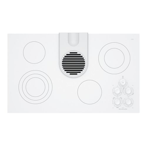 KitchenAid 36 in. Electric Ceramic-Glass Conventional Cooktop with Downdraft Vent System -...