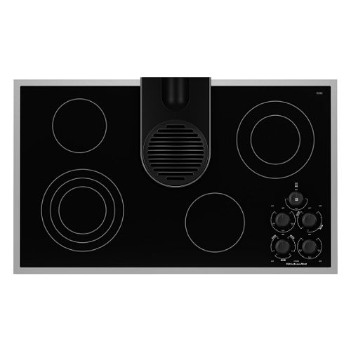 KitchenAid 36 in. Electric Ceramic-Glass Conventional Cooktop with Downdraft Vent System -...